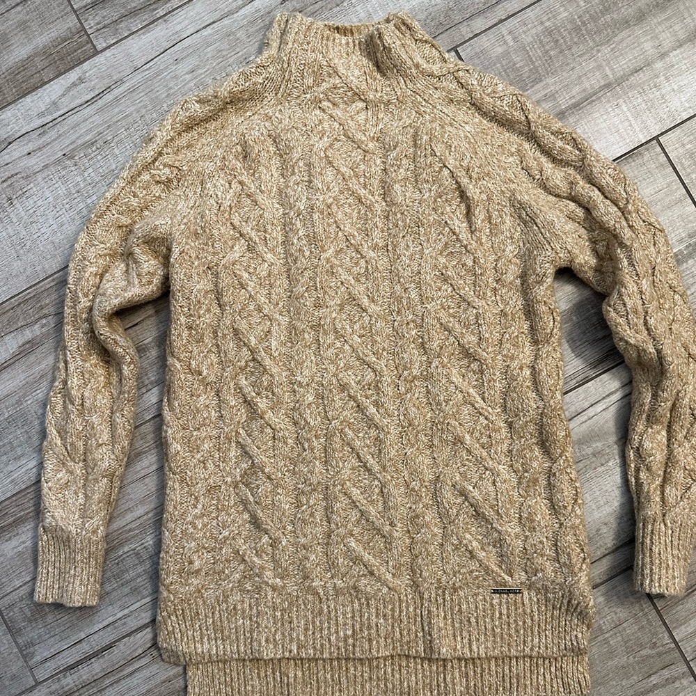 Michael Kors Beige Cable Knit Turtleneck Sweater